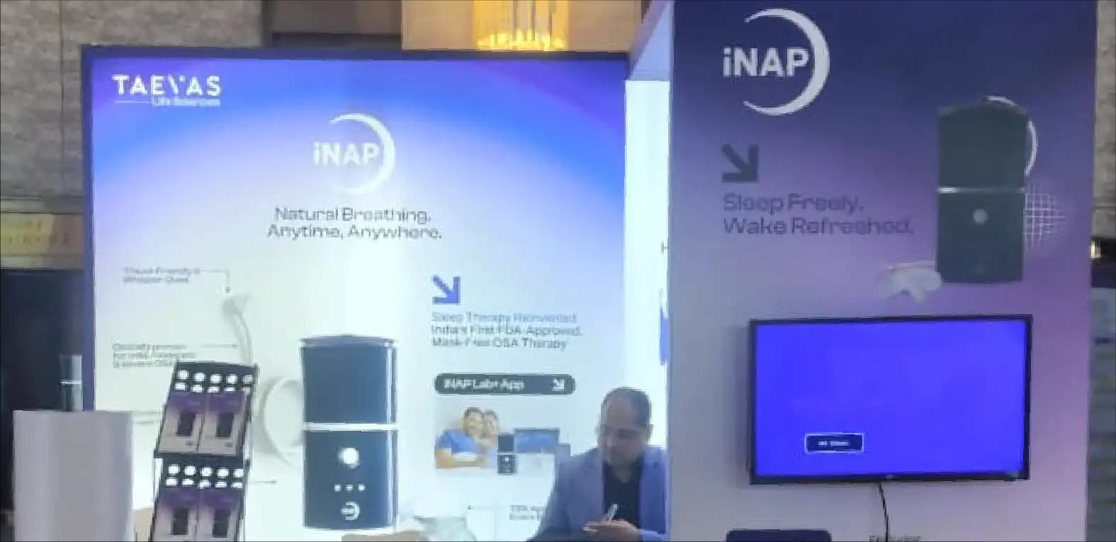 The iNAP sleep therapy display panel at the Taevas Life Sciences stall