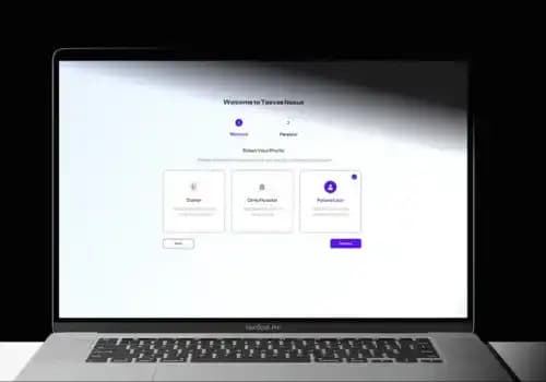 The Nexus onboarding screen on a laptop